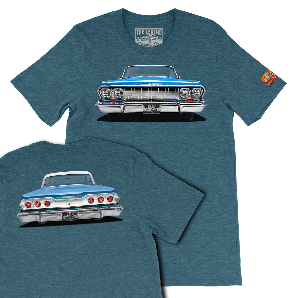 1963 Chevrolet Impala Front & Back Print T-Shirt | Classic Lowrider Tee