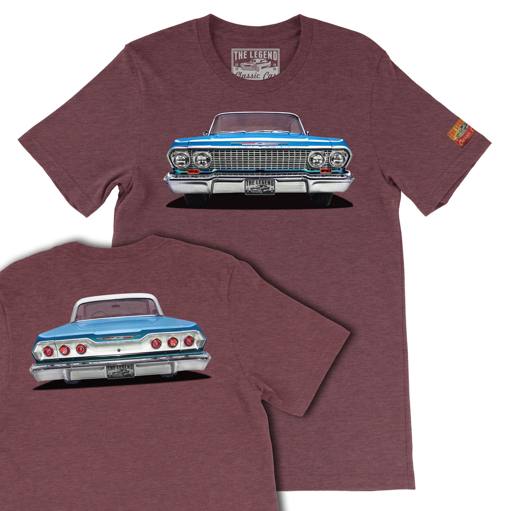 1963 Chevrolet Impala Front & Back Print T-Shirt | Classic Lowrider Tee