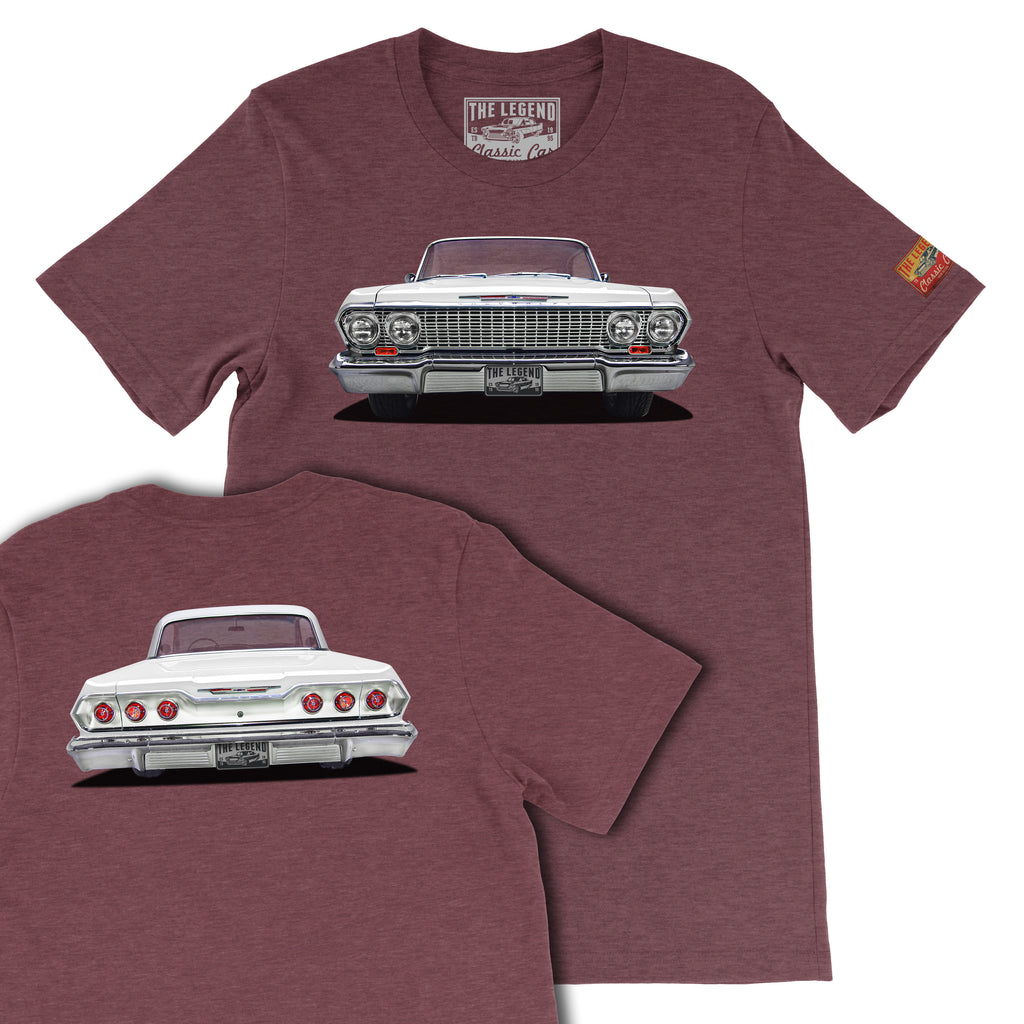 1963 Chevrolet Impala Front & Back Print T-Shirt | Classic Lowrider Tee