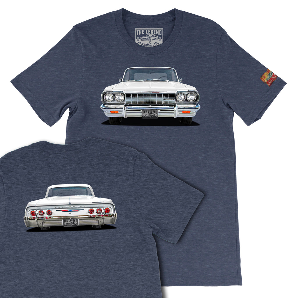 1964 Chevy Impala Front & Back Print T-Shirt | Classic Lowrider Tee