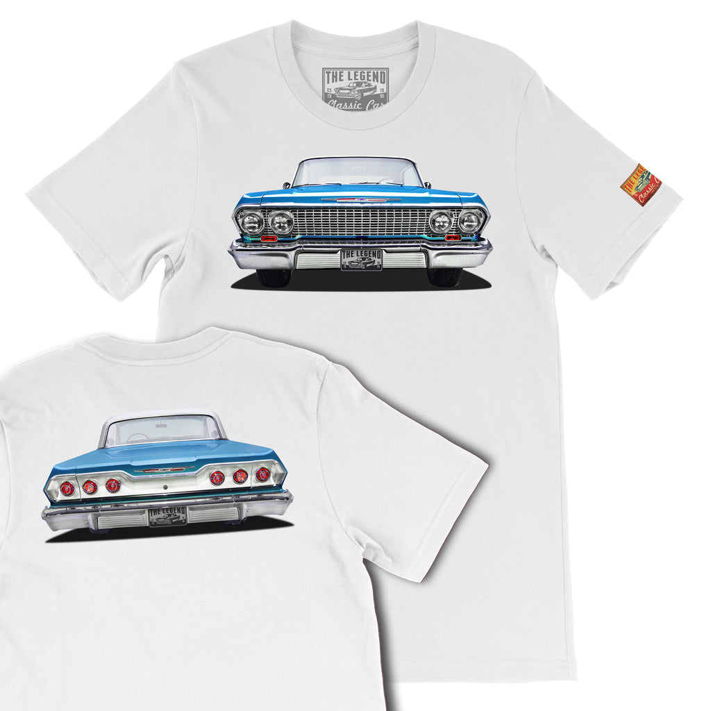 1963 Chevrolet Impala Front & Back Print T-Shirt | Classic Lowrider Tee